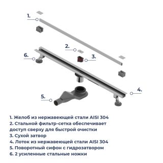 Душевой лоток обрезной RGW SDR-50S 76215080-13 80 см сатин