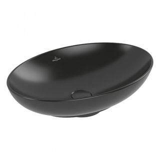 Раковина Villeroy Boch для установки на столешницу, 560 x 380 x 120 mm, Pure Black CeramicPlus, без перелива черный
