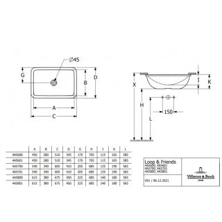 Раковина встраиваемая Villeroy Boch Loop & Friends 4A570101 белый