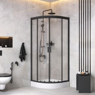 Душевой уголок AM.PM Gem WK90EM профиль черный 80х80 см