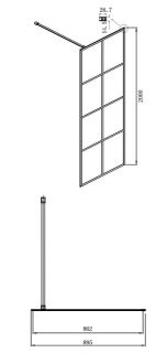 Душевая перегородка Ambassador Walk-in 15031241 90см чёрный/прозрачное