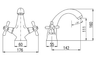 Смеситель для раковины Rav Slezak Morava retro MK128.5BSM Бронза