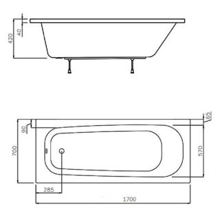 Акриловая ванна Ravak Septima C632S00000 белая 170 x 70 см