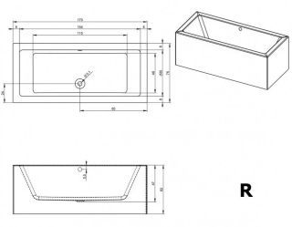 Акриловая ванна Riho Lugo Plug and Play B132015005 R 170х75см белый