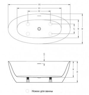 Акриловая ванна Riho Beta B093001005 170x82см белый