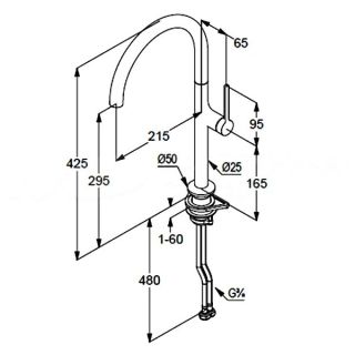 Смеситель для кухни Kludi Reef 508036675 чёрный матовый