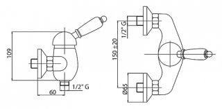 Смеситель для душа однорычажный, золото Cezares ELITE-DM-03/24-Bi