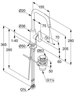 Смеситель для раковины Kludi Pure&Solid хром 340250575