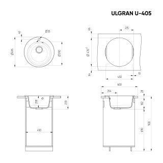 Кухонная мойка Ulgran Classic U-405-308 чёрный