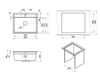 Мойка кухонная Granula Kitchen Space 6003, ШВАРЦ