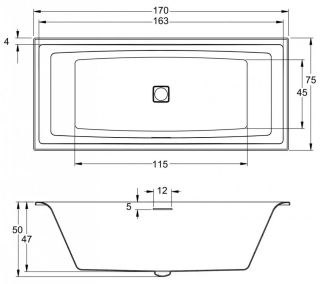 Акриловая ванна с подсветкой Riho Still Square LED Fall B100034005 170х75см светодиоды и подголовник слева заполнение через перелив белый