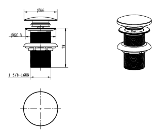 Донный клапан Boheme 612/2-BRB с переливом бронза брашированная