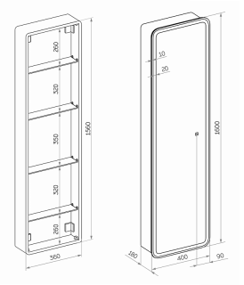 Зеркальный пенал с подсветкой Misty Лоренцо 40см белый