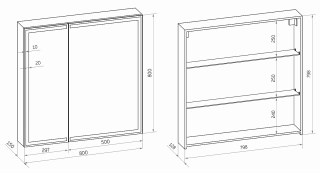 Зеркало-шкаф с подсветкой Continent Mirror Box Black МВК052 80см чёрный