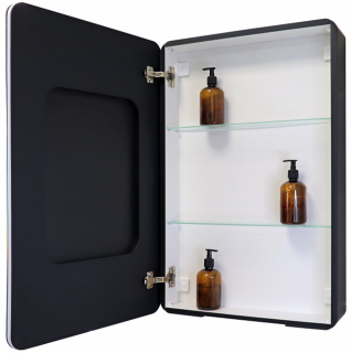 Зеркало-шкаф с подсветкой Art&Max Lecce левый 56см чёрный матовый AM-Lec-560-850-1D-L-DS-F-Nero