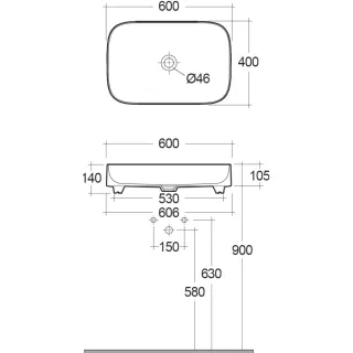 Раковина Kludi Resa S 58CW4039 60 см чёрный матовый