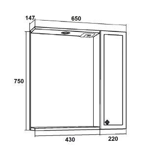 Зеркальный шкаф Runo правый мята Римини 65 (00-00001277)