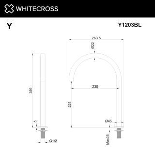 Излив отдельностоящий WHITECROSS Y1203GLB брашированное золото