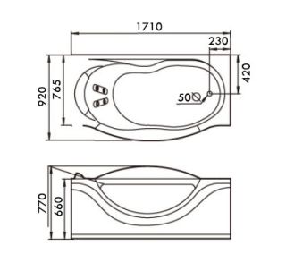 Акриловая ванна Gemy G9072 B R 171x92x77