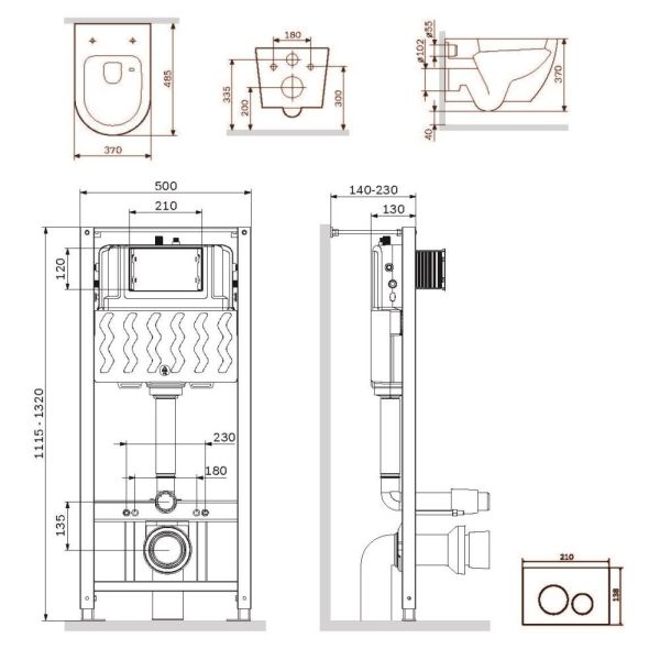 Унитаз с инсталляцией AM.PM Like IS49001.801900 белый