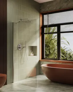 Душевая перегородка в профиле by Deonria P-195-69-8-T-HM 69см хром матовый/прозрачный