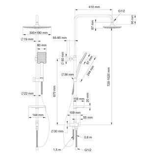 Душевая стойка Swedbe Calypso 5069 без смесителя хром