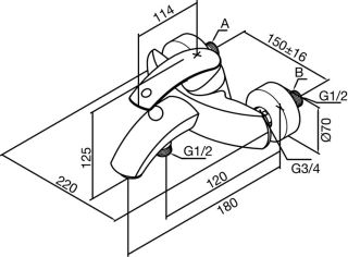 Смеситель Damixa Gala 7010077A для ванны и душа Золото