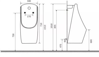 Писсуар настенный SantiLine SL-6004 функция электронного смыва белый