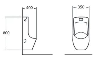 Писсуар настенный SantiLine SL-6002MB функция электронного смыва чёрный матовый