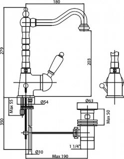 Смеситель для раковины однорычажный, хром Cezares ELITE-LSM2-01-Bi