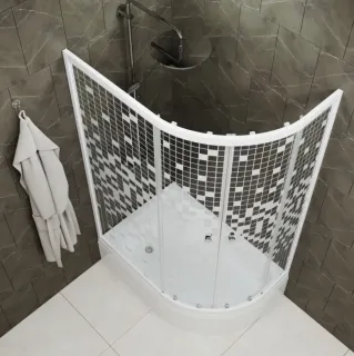 Душевой уголок Triton Коралл Щ0000038528 левый 120x80 см профиль белый стекло мозаика