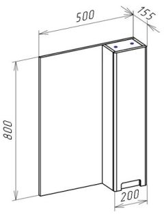 Зеркало-шкаф Bellezza Пегас 50см правый чёрный 00000011164