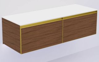 Тумба под раковину Armadi Art Quatro 790-M2-140(70+70)-B-MG+L 140 см с подсветкой Bilbao/золото матовое