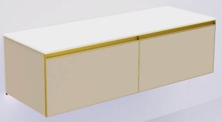 Тумба под раковину Armadi Art Quatro 790-M2-140(70+70)-D-MG+LD 140 см с подсветкой бежевый/золото матовое