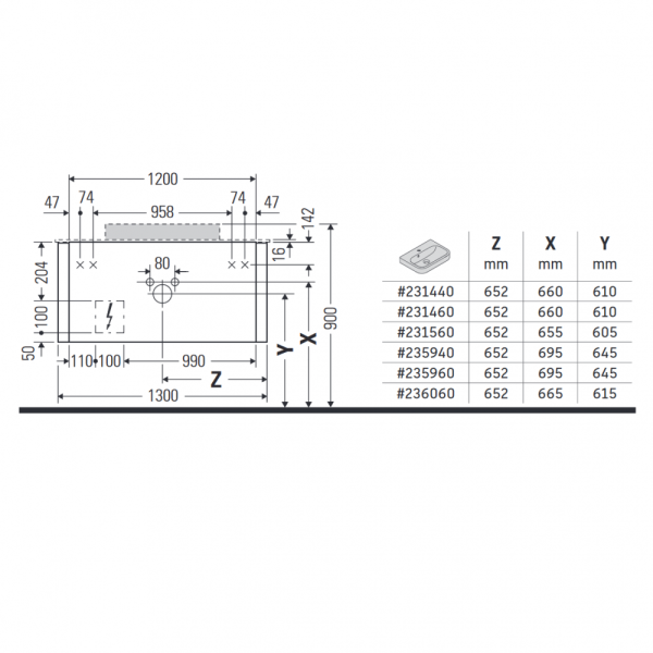 Столешница Duravit Happy HP031KM8080 130 см графит