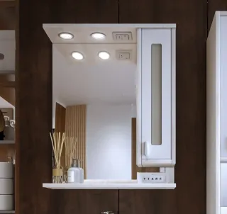 Зеркальный шкаф с подсветкой Бриклаер Бали 4627125412004 правый 62 см лиственница/белый