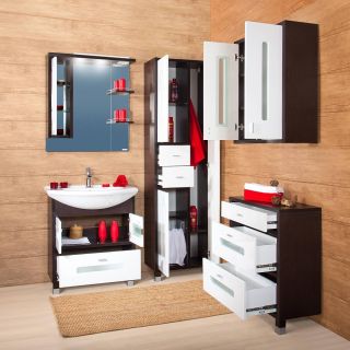 Комод для ванной Бриклаер Бали 4627125411878 70 см венге/белый