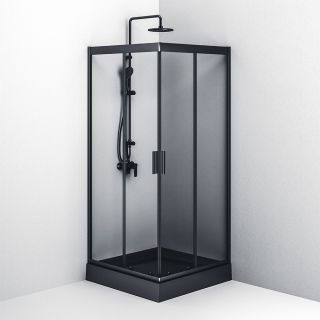 Душевой уголок Am.Pm Gem 90x90см чёрный матовый W90G-403-090BT