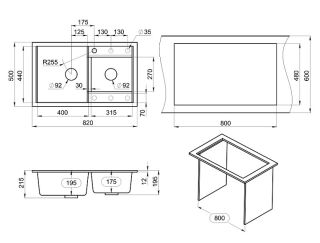Мойка кухонная Granula 8201, ГРАФИТ