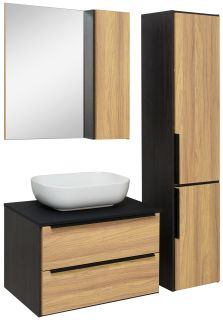 Зеркальный шкаф Runo дуб черный Мальта 70 (00-00001101)