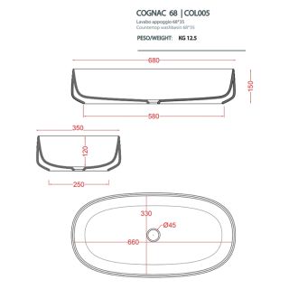 Раковина ArtCeram Cognac COL005 05 00 белая 68 см