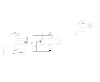 Смеситель для ванны с коротким изливом RUSH Melos (SUS1101-44Grey)