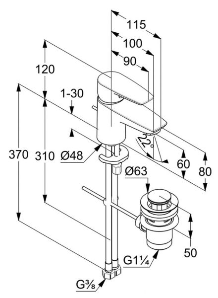 Смеситель для раковины Kludi Pure&Solid хром 343850575