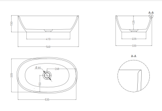 Накладная раковина Salini Sofia S-Sense 1101106GRH 56см RAL снаружи