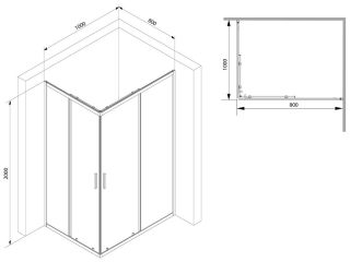 Душевой уголок Am.Pm Gem S 100x80см чёрный матовый W93G-404-100280-BT