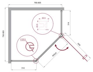 Душевой уголок BelBagno Uno 80см хром UNO-195-P-1-80-C-Cr