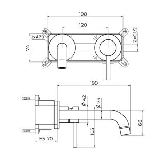 Смеситель для раковины встраиваемый Knotlor SS-25/BL, черный