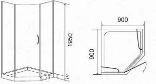 Душевой уголок Parly с поддоном 90x90см хром ZPE911T