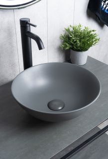 Раковина Gid 9081gnm 53404 накладная серая матовая 36x36x14