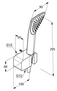 Душевая лейка Kludi Fizz с держателем хром 6767005-00